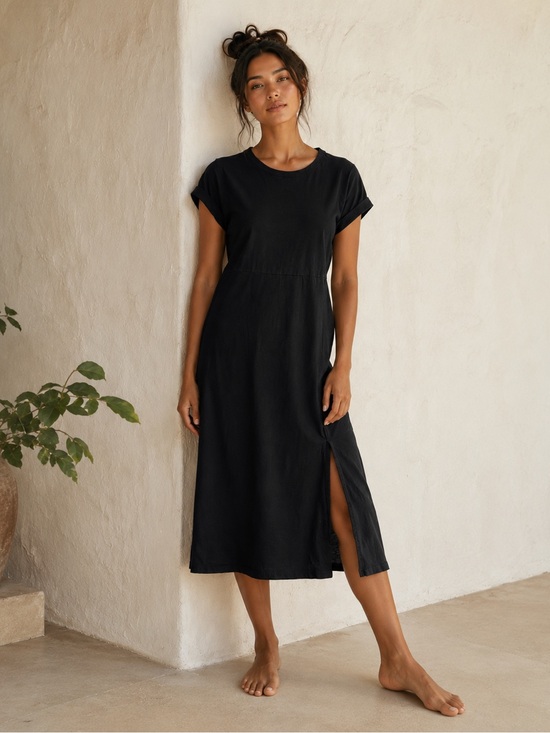 Known Supply Dresses & Skirts - Known Supply 100% Organic Cotton Short-Sleeve Midi Dress Boho Earthy Coastal